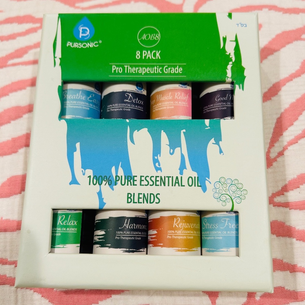 JA1- NEW Pursonic Blends 100% Pure Essential Aromatherapy Oils Gift Set-8 Pack